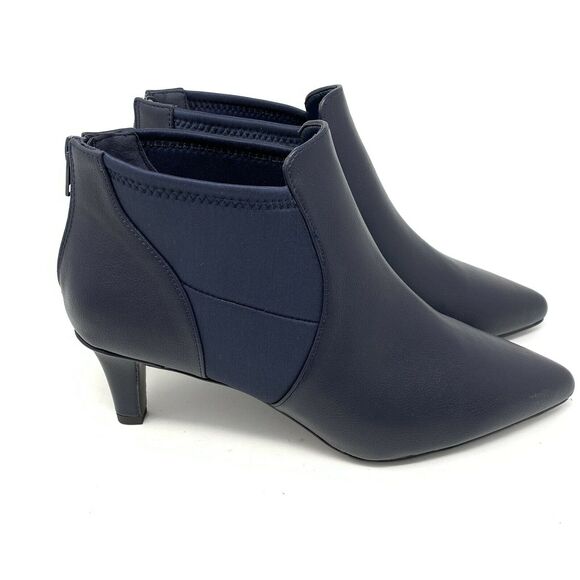 Easy Street Saint Faux Leather Ankle Boot Navy 10W - Picture 7 of 7